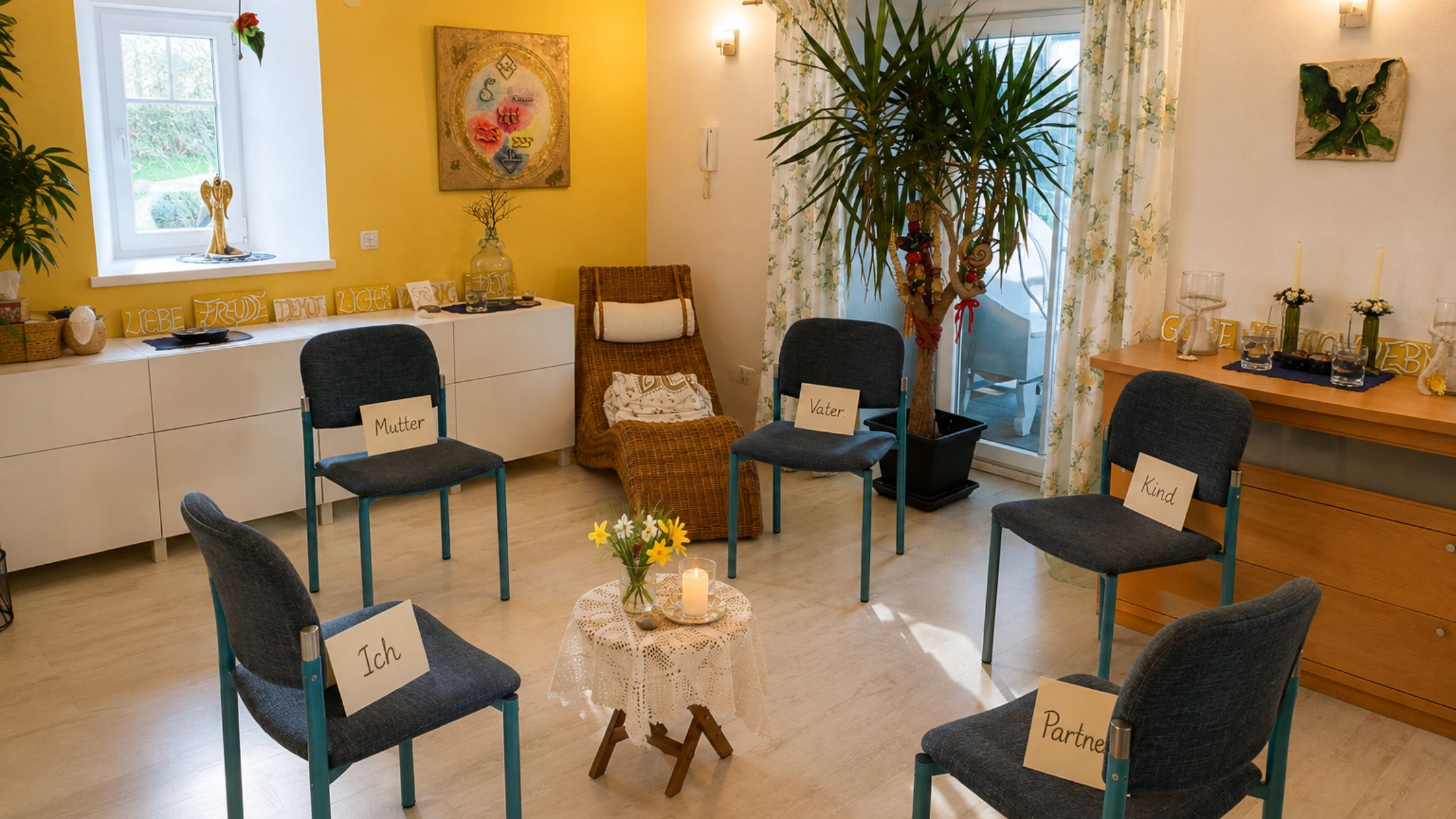 Familienaufstellung mit Sesseln Start